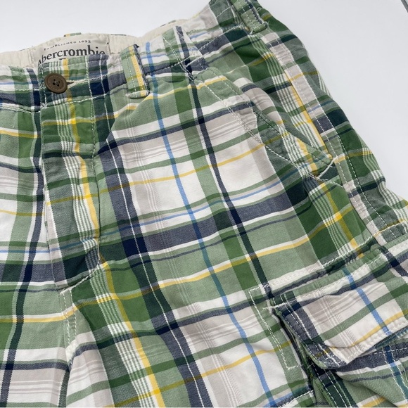 Abercrombie & Fitch Shorts Adult 34 Green Plaid Cargo Pockets Distressed Mens - Picture 2 of 8